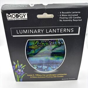 Modgy Luminary Lanterns Louis C Tiffany Iris Landscape 4pk Floating LED Candles